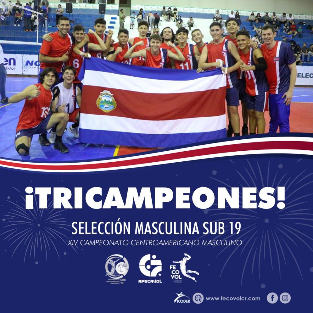  Costa Rica tricampeona del Voleibol centroamericano Sub 19. Foto: Facebook FECOVOL