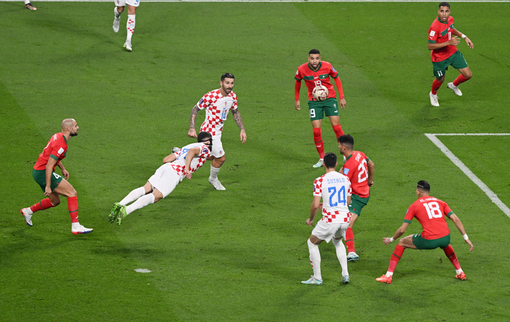 Primer gol de Croacia ante Marruecos. Foto: Xinhua-Xia Yifang