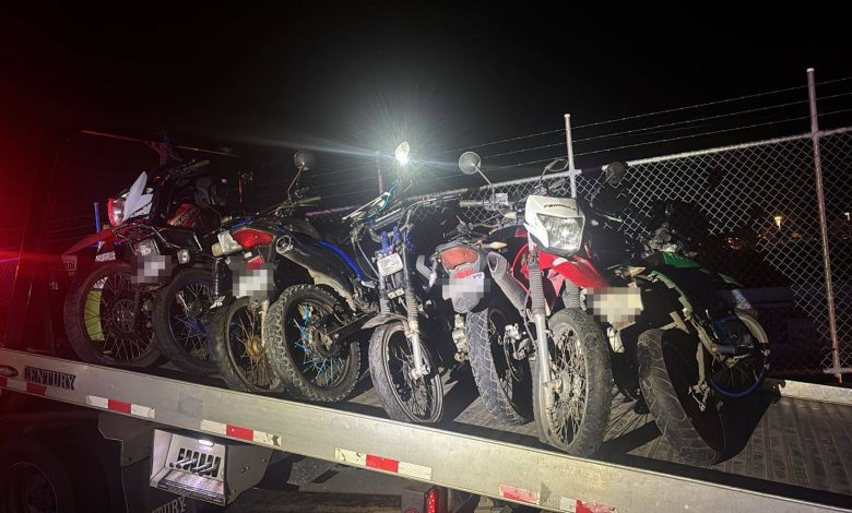 Autoridades decomisan ocho motocicletas con irregularidades en Caldera de Esparza