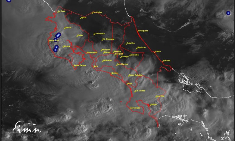 IMN: Lluvias intensas afectan la vertiente del Pacífico por influencia del huracán Melissa