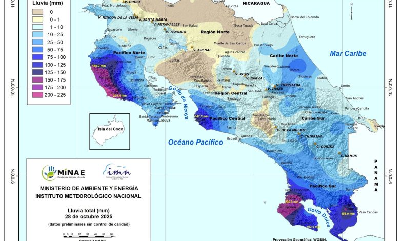 Lluvias continuarán en el Pacífico por influencia indirecta del huracán Melissa