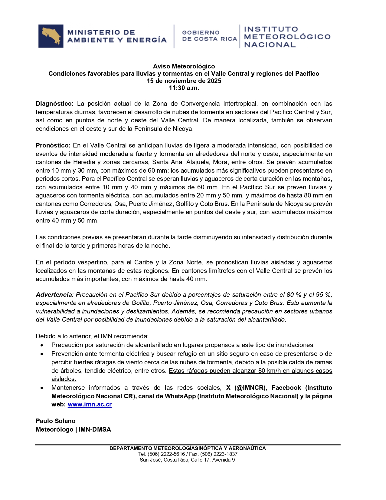 Lluvias intensas y tormentas generan alerta en varias regiones del país