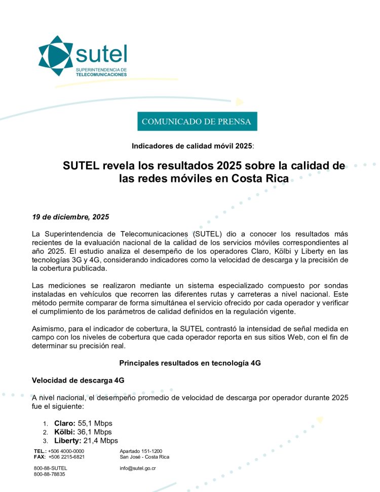 SUTEL revela operadoras con mejor internet móvil en 2025