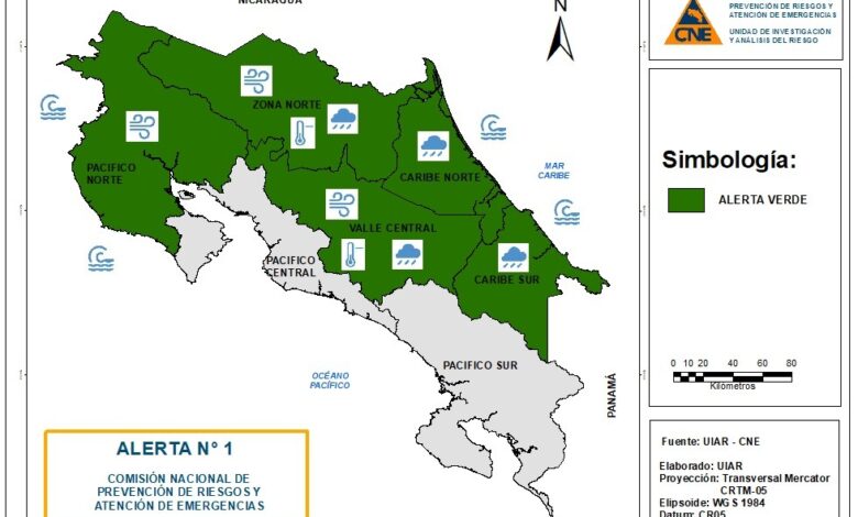 CNE declara alerta verde en casi todo el país por fuertes vientos y lluvias del empuje frío #14